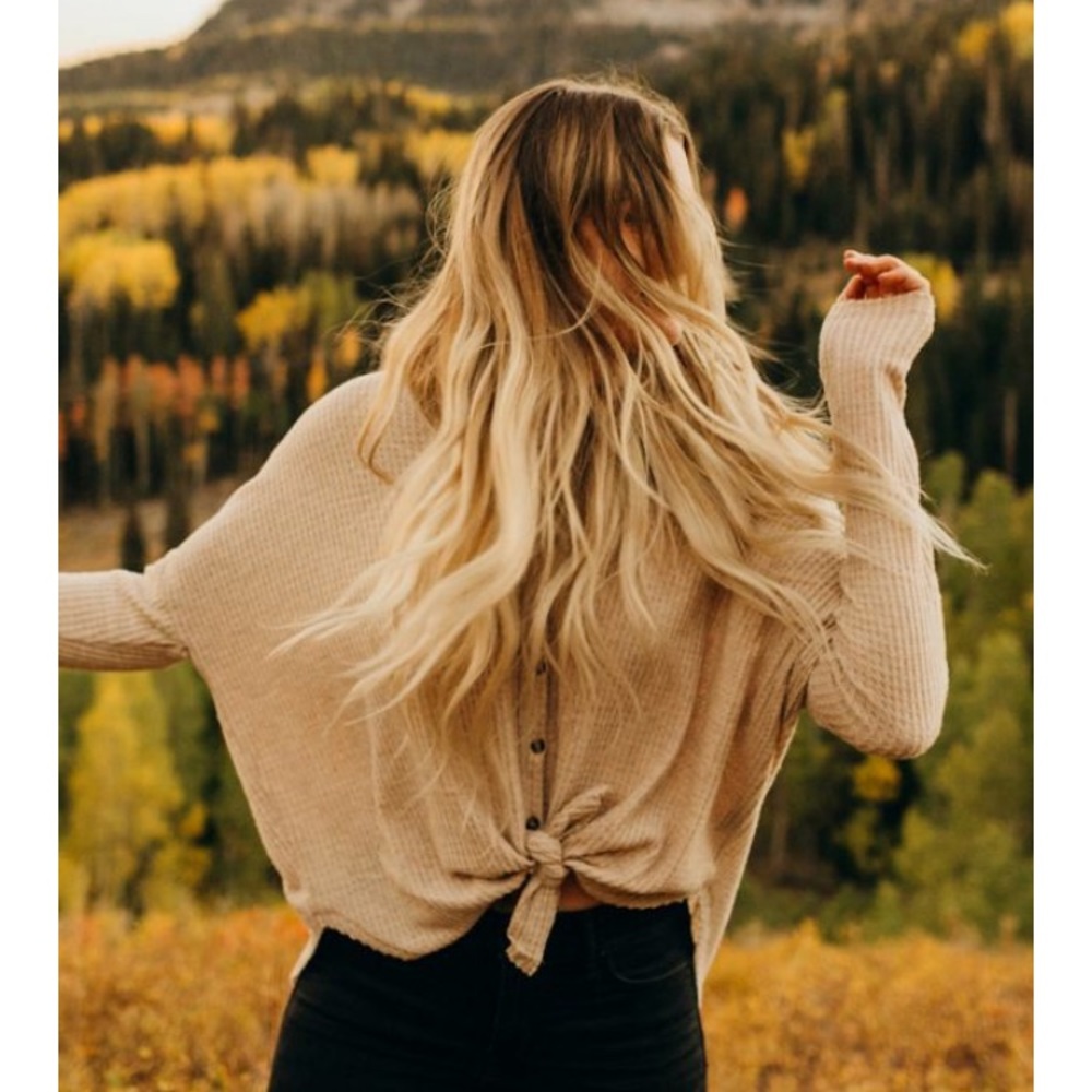 Urban Outfitters tie front oversized thermal